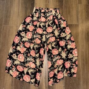 Vintage Forenza Wide Leg Culotte Pant Women's Small Floral Palazzo Gaucho
